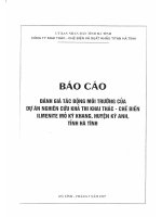 Báo cáo đánh giá tác động môi trường dự án nghiên cứu khả thi khai thác chế biến ilmenite mỏ kỳ khang huyện kỳ anh tỉnh hà tĩnh 