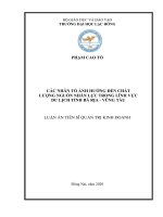 Luận án tiến sỹ - Các nhân tố ảnh hưởng đến chất lượng nguồn nhân lực trong lĩnh vực du lịch tỉnh Bà Rịa - Vũng Tàu.