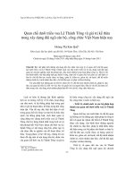 Quan chế dưới triều vua lê thánh tông và giá trị kế thừa trong xây dựng đội ngũ cán bộ công chức việt nam hiện nay 