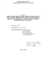 Đánh giá hiện trạng và định hướng sử dụng quỹ đất phục vụ phát triển kinh tế xã hội và bố trí điểm tái định cư thủy điện sơn la trên địa bàn xã tú nang huyện yên châu tỉnh sơn la 
