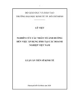 Luận án tiến sỹ - Nghiên cứu các nhân tố ảnh hưởng đến việc áp dụng IFRS tại các doanh nghiệp Việt Nam
