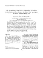 Điều tra phân bố và đánh giá chất lượng nguồn gen hà thủ ô đỏ fallopia multiflora thunb haraldson phục vụ công tác bảo tồn và phát triển ở việt nam 