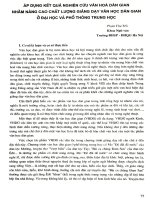 Áp dụng kết quả nghiên cứu văn hóa dân gian nhằm nâng cao chất lượng giảng dạy văn học dân gian ở đại học và phổ thông trung học 