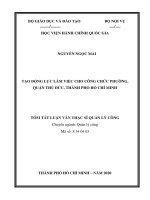 Tóm tắt Luận văn Thạc sĩ Quản lý công: Tạo động lực làm việc cho công chức phường, quận Thủ Đức, thành phố Hồ Chí Minh