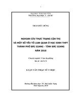 Nghiên cứu thực trạng cận thị và một số yếu tố liên quan ở học sinh thpt thành phố bắc giang tỉnh bắc giang năm 2010 