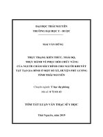 Thực trạng kiến thức thái độ thực hành về phục hồi chức năng của người chăm sóc chính cho người khuyết tật tại gia đình ở một số xã huyện phú lương tỉnh thái nguyên 