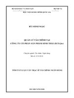 Tóm tắt Luận văn Thạc sĩ Tài chính Ngân hàng: Quản lý tài chính tại Công ty Cổ phần sản phẩm sinh thái