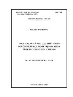 Thực trạng và nhu cầu phát triển nguồn nhân lực bệnh viện đa khoa tỉnh bắc giang đến năm 2020 