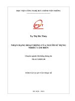 Nhận dạng hoạt động của người sử dụng nhiều cảm biển (tt) 