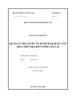 Tóm tắt Luận văn Thạc sĩ Quản lý công: Quản lý nhà nước về di tích lịch sử văn hóa trên địa bàn tỉnh Lào Cai
