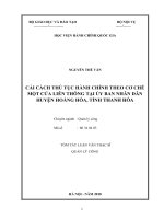 Tóm tắt Luận văn Thạc sĩ Quản lý công: Cải cách thủ tục hành chính theo cơ chế một cửa liên thông tại Ủy ban nhân dân huyện Hoằng Hóa, tỉnh Thanh Hóa