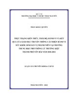 Thực trạng kiến thức thái độ hành vi và kết quả của giáo dục truyền thông cải thiện hành vi sức khỏe sinh sản vị thành niên tại trường trung học phổ thông lý thường kiệt thành phố yên bái năm 2010 2011 