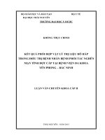 Kết quả phối hợp vật lý trị liệu hô hấp trong điều trị bệnh nhân bệnh phổi tắc nghẽn mạn tính đợt cấp tại bệnh viện đa khoa yên phong bắc ninh 