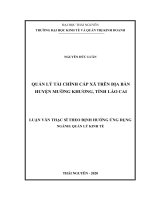 (Luận văn thạc sĩ) Quản lý tài chính cấp xã trên địa bàn huyện Mường Khương, tỉnh Lào Cai