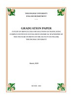 A STUDY ON DIFFICULTIES AND SOLUTIONS OF TRANSLATING COMPLEX SENTENCES IN ENGLISH ECONOMICAL NEWSPAPERS OF THE 3TH YEAR STUDENTS OF THE FACULTY OF ENGLISH, THUONGMAI UNIVERSITY