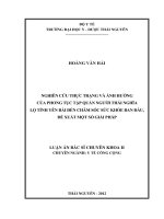 Nghiên cứu thực trạng và ảnh hưởng của phong tục tập quán người thái nghĩa lộ tỉnh yên bái đến chăm sóc sức khỏe ban đầu đề xuất một số giải pháp 