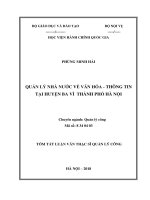 Tóm tắt Luận văn Thạc sĩ Quản lý công: Quản lý nhà nước về Văn hóa - Thông tin trên địa bàn huyện Ba Vì - thành phố Hà Nội