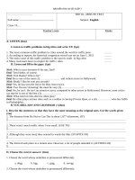 BÀI KIỂM TRA 45 p lần 3,4 lớp 6 7