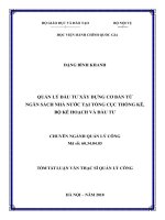 Tóm tắt Luận văn Thạc sĩ Quản lý công: Quản lý đầu tư xây dựng cơ bản từ ngân sách nhà nước tại Tổng cục Thống kê, Bộ Kế hoạch và Đầu tư