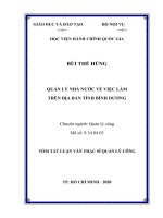 Tóm tắt Luận văn Thạc sĩ Quản lý công: Quản lý nhà nước về việc làm trên địa bàn tỉnh Bình Dương