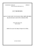 Tóm tắt Luận văn Thạc sĩ Quản lý công: Quản lý nhà nước về xây dựng nông thôn mới trên địa bàn huyện Cẩm Xuyên, tỉnh Hà Tĩnh