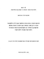 Nghiên cứu đặc điểm lâm sàng chẩn đoán hình ảnh và kết quả phẫu thuật u não tế bào thần kinh đệm ác tính tại bệnh viện hữu nghị việt đức 