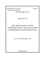 Thực trạng quản lý an toàn vệ sinh thực phẩm và đề xuất giải pháp tại thành phố lạng sơn tỉnh lạng sơn 
