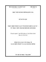 Tóm tắt Luận văn Thạc sĩ Luật hiến pháp Và Luật hành chính: Thực hiện pháp luật về hành nghề luật sư - Từ thực tiễn thành phố Hồ Chí Minh