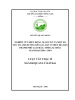(Luận văn thạc sĩ) Nghiên cứu biến động giá đất ở và một số yếu tố ảnh hưởng đến giá đất ở trên địa bàn thành phố Lai Châu, tỉnh Lai Châu giai đoạn 2016 2019