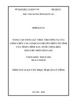 Tóm tắt Luận văn Thạc sĩ Quản lý công: Nâng cao năng lực thực thi công vụ của công chức các cơ quan chuyên môn cấp tỉnh của tỉnh U Đôm Xay, Nước Cộng hoà Dân chủ Nhân Dân Lào