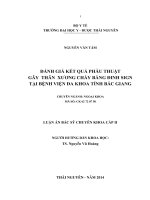 Đánh giá kết quả phẫu thuật gãy thân xương chầy bằng đinh sign tại bệnh viện đa khoa tỉnh bắc giang 