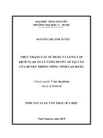 Thực trạng cầu sử dụng và cung cấp dịch vụ quản lý tăng huyết áp tại 2 xã của huyện thông nông tỉnh cao bằng 