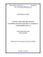 Tóm tắt Luận văn Thạc sĩ Quản lý công: Tổ chức thực hiện bồi thường giải phóng mặt bằng, hỗ trợ và tái định cư ở thành phố Lào Cai