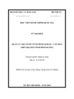 Tóm tắt Luận văn Thạc sĩ Quản lý công: Quản lý nhà nước về Di tích lịch sử - văn hóa trên địa bàn tỉnh Bình Dương
