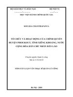Tóm tắt Luận văn Thạc sĩ Quản lý công: Tổ chức và hoạt động của chính quyền huyện Phoukout, tỉnh Xiêng Khoảng, nước Cộng hòa dân chủ nhân dân Lào