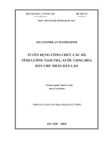 Tóm tắt Luận văn Thạc sĩ Quản lý công: Tuyển dụng công chức các Sở, tỉnh Luông Nậm Thà, nước Cộng hòa dân chủ nhân dân Lào