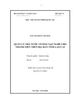 Tóm tắt Luận văn Thạc sĩ Quản lý công: Quản lý nhà nước về đào tạo nghề cho thanh niên trên địa bàn tỉnh Lào Cai