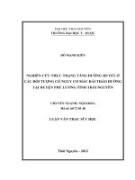 Nghiên cứu thực trạng tăng đường huyết ở các đối tượng có nguy cơ mắc đái tháo đường tại huyện phú lương tỉnh thái nguyên 