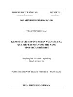 Tóm tắt Luận văn Thạc sĩ Tài chính Ngân hàng: Kiểm soát chi thường xuyên Ngân sách xã qua Kho bạc Nhà nước Phú Vang, tỉnh Thừa Thiên Huế
