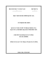 Tóm tắt Luận văn Thạc sĩ Quản lý công: Quản lý nhà nước về hoạt động của đạo Tin Lành trên địa bàn tỉnh Phú Yên