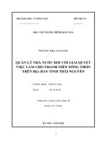 Tóm tắt Luận văn Thạc sĩ Quản lý công: Quản lý nhà nước về tạo việc làm cho thanh niên nông thôn trên địa bàn tỉnh Thái Nguyên