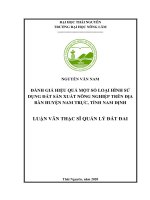 (Luận văn thạc sĩ) Đánh giá hiệu quả một số loại hình sử dụng đất sản xuất nông nghiệp trên địa bàn huyện Nam Trực, tỉnh Nam Định