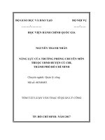 Tóm tắt Luận văn Thạc sĩ Quản lý công: Năng lực của Trưởng phòng chuyên môn thuộc UBND huyện Củ Chi, Thành phố Hồ Chí Minh