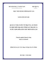 Tóm tắt Luận văn Thạc sĩ Quản lý công: Quản lý nhà nước về trật tự an toàn xã hội trên địa bàn tỉnh Xay Nha Bu Ly, nước Cộng hòa dân chủ nhân dân Lào