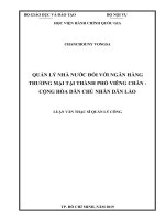 Luận văn Thạc sĩ Quản lý công: Quản lý nhà nước đối với ngân hàng thương mại tại thành phố Viêng Chăn –Cộng hòa dân chủ nhân dân Lào