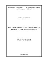 (Luận văn thạc sĩ) Hoàn thiện công tác quản lý nguồn nhân lực tại Công ty TNHH Shints Thái Nguyên