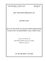 Luận văn Thạc sĩ Quản lý công: Quản lý nhà nước về cấp Giấy chứng nhận quyền sử dụng đất tại thành phố Cà Mau, tỉnh Cà Mau