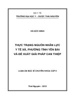 Thực trạng nguồn nhân lực y tế xã phường tỉnh yên bái và đề xuất giải pháp can thiệp 