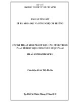 các kỹ thuật khai phá dữ liệu ứng dụng trong phân tích dữ liệu công thức dược phẩm 