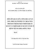 mối liên quan giữa nồng độ lactat máu, procalcitonin và c reactive protein ở bệnh nhân nhiễm khuẩn huyết và nhiễm khuẩn huyết có sốc ở bệnh viện đa khoa đồng tháp 